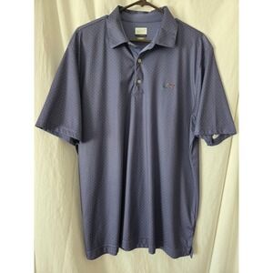 Greg Norman Play Dry Mens XL TG Golf Polo Shirt Blue White Dot Shark Logo